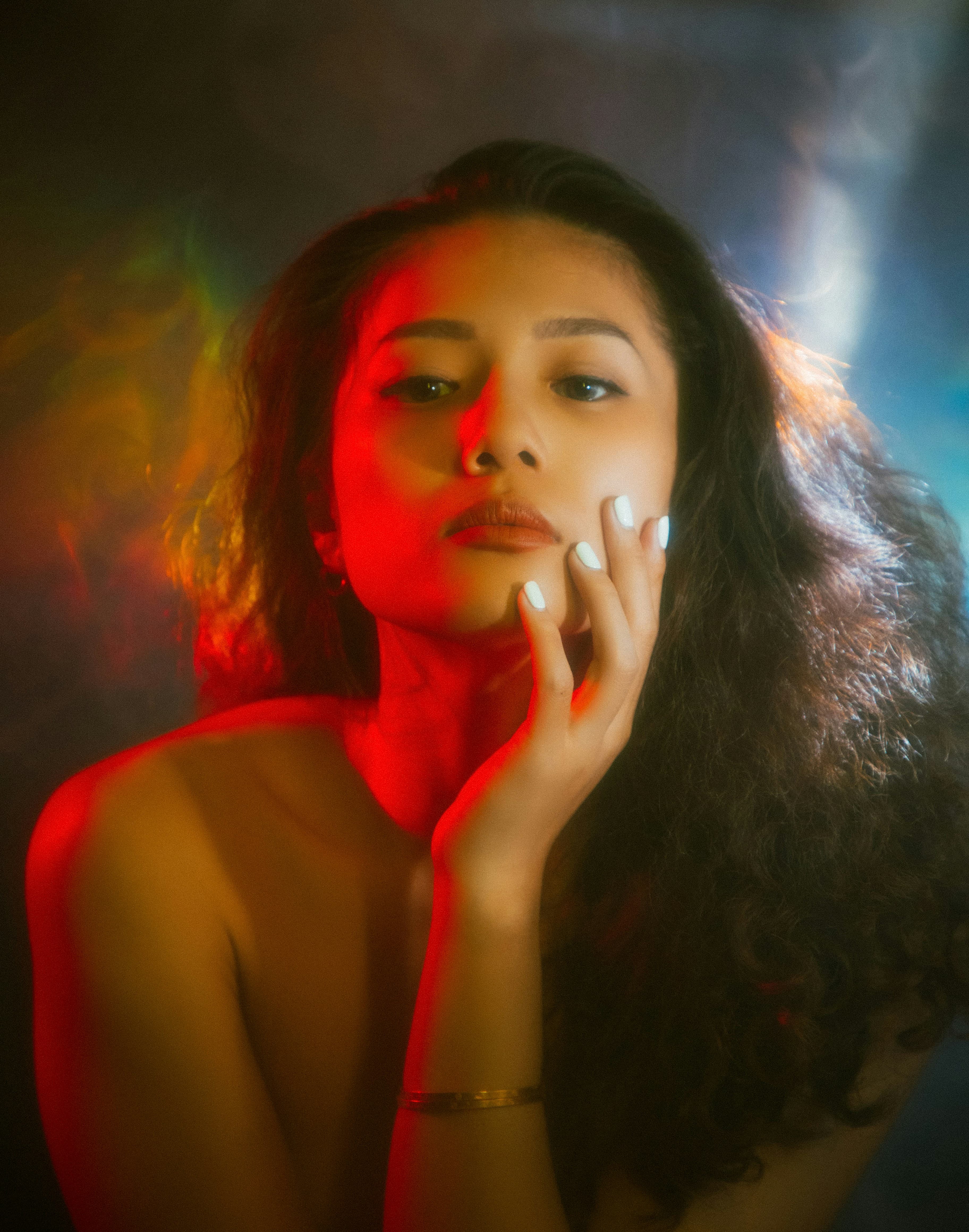 Portrait lit in red